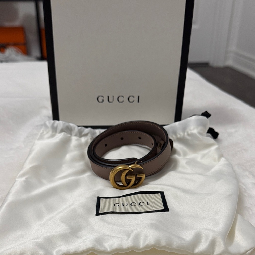 Authentic Gucci GG Marmont Belt Nude Pinkish leather